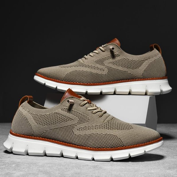 Tallas Grandes 49 50 51 52 53 54 Zapatos Casuales De Malla Para Hombre Mocasines Verano Transpirables Ligeros CóModos Para Pie Grande 44 Caqui-image