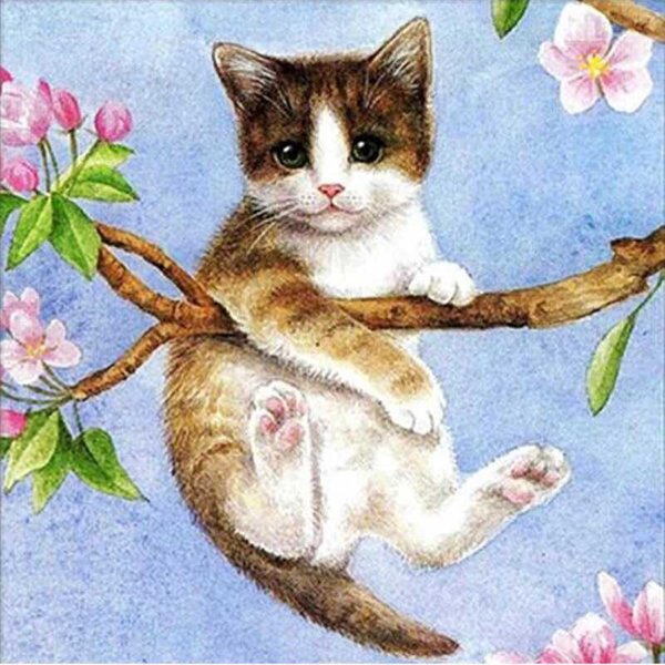 Pintura De Diamantes Punto De Cruz 5D Pintura De Diamantes Bordado De Diamantes Completo Gato 30X30Cm-image