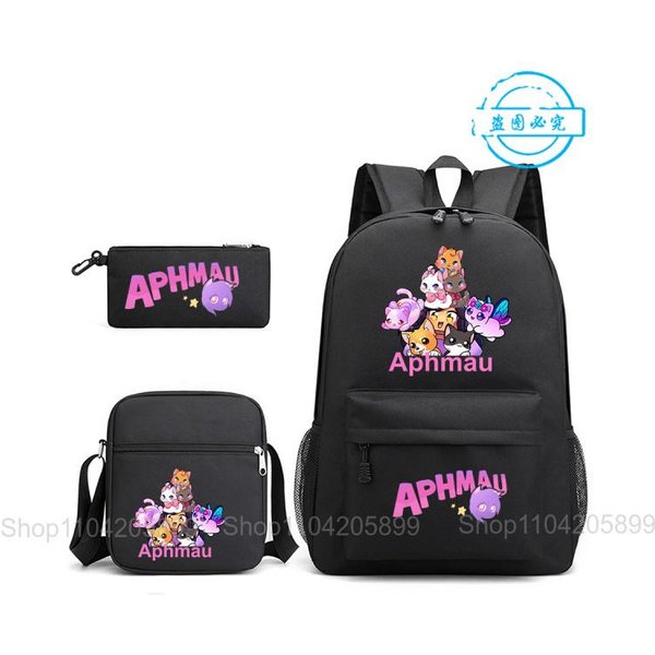 Mochila Aphmau Estudiante Mochila Bolsa Escolar Estuche Bolso De Hombro Set De 3 Piezas Moda NiñAs NiñOs Juego Dibujos Animados Bolsa Escolar Regalo 16 Inches-image