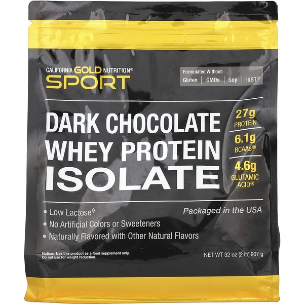 California Gold Nutrition, Sports, Aislado De ProteíNa De Suero De Leche Con Chocolate Negro, 2 Lb (907 Gramos)-image