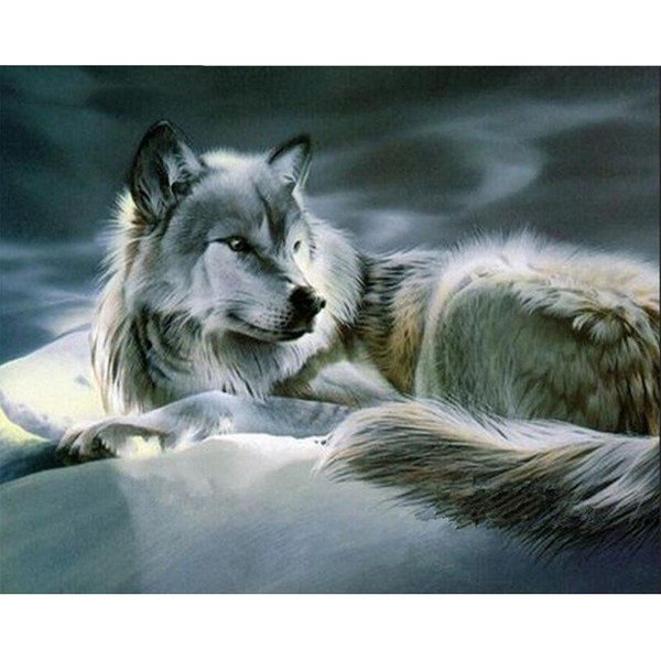 Pintura De Diamantes Punto De Cruz TecnologíA De Cristal Bordado Mosaico Lobo ImáGenes Mosaico De Diamantes 20X30CM-image