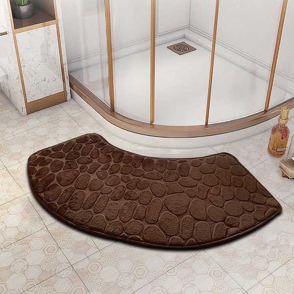 WygięTa Mata ŁAzienkowa Pogrubiona Mata AbsorbująCa Do Kabiny Prysznicowej Mata Pod Drzwi Toaleta ŁAzienka Mata AntypośLizgowa Odporna Na Zabrudzenia Mata WejśCiowa 100*40Cm BrąZowy-image