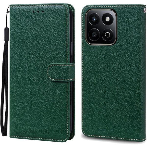Etui Smart Case Portfel SkóRzane Etui Z Klapką Dla Honor 200 Smart Etui Na Telefon 5G Dla Honor 200 Smart Fundas Coque For Honor 200 Smart Ciemno Zielony Kolor-image