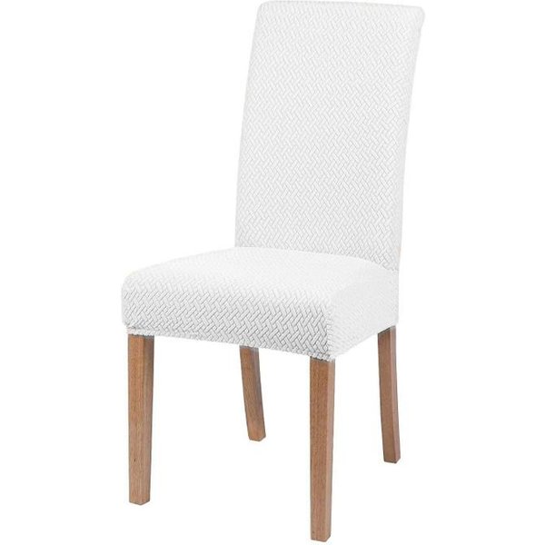 Funda EláStica Para Silla De Comedor, Jacquard, Licra, Asiento Para Silla De Cocina, Funda EláStica Para Banquete De Hotel Blanco-image