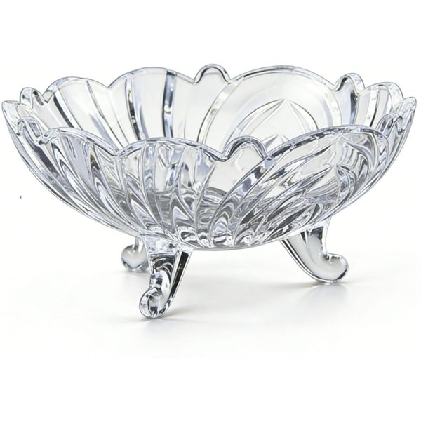 Szklana Miska Na Owoce Na NóżCe Dekoracyjna Szklana Miska Na Blat Kuchenny Styl Nordycki Falisty Brzeg Przezroczysta 22Cm Transparent 22Cm-image