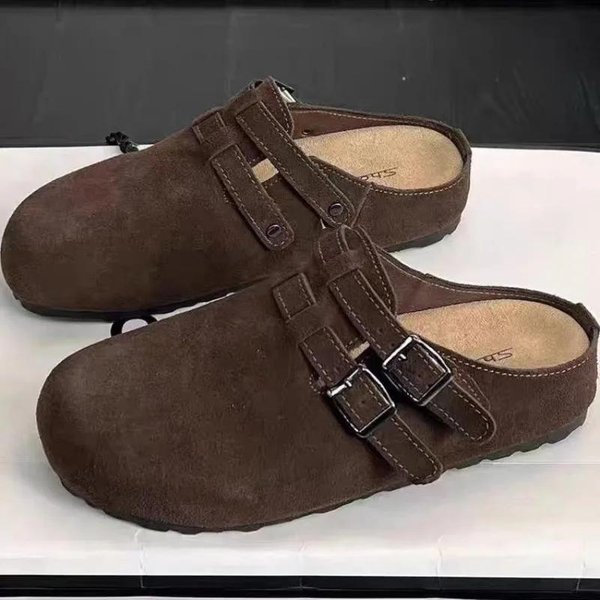 Zapatos De Mujer Puntera Cerrada Zapatillas De Mujer Hebilla De CinturóN De Moda Zapatillas Casuales Mujer Venta Caliente Zapatillas Planas SóLidas 40-image