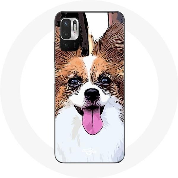 Funda Para Xiaomi Redmi Note 10 5G Spaniel Continental Enano Mariposa Cachorro Blanco Y MarróN-image