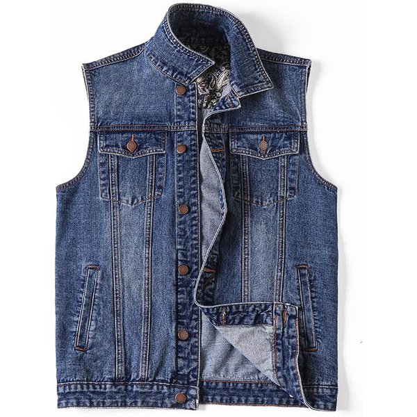 Chaleco Vaquero Talla Grande 5Xl 6Xl 7XL Marca Militar Chaleco Vaquero Hombre Exterior AlgodóN Multibolsillo Sin Mangas Chaqueta Vaquera TáCtica Chaleco Abrigo 7XL Azul-image