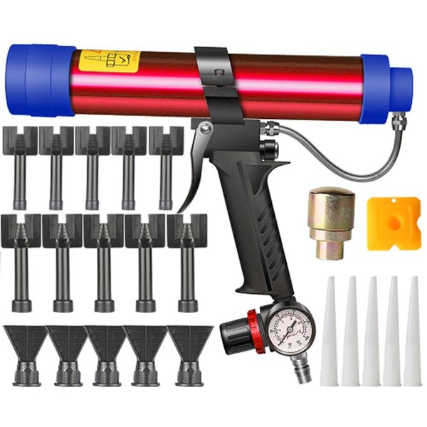 Pistola De Pegamento De Vidrio NeumáTica Ajustable, Herramienta De Pistola De Goma De Aire, Aplicador De Sellador De Pegamento Duro De 310Ml, Calafateo-image