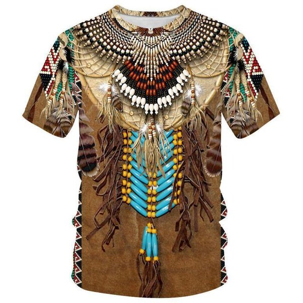T-Shirt MęSki Odzież Unisex Styl Indyjski T-Shirty Z Nadrukiem 3D Letnie Topy Z KróTkim RęKawem Moda Casual Koszulki Oversize 4XL Beige-image