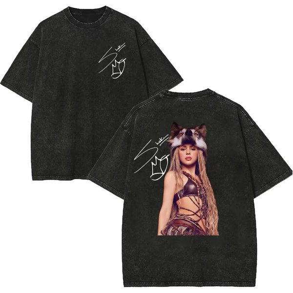 2026 Camisetas Lavadas Vintage Shakira Las Mujeres Ya No Lloran World Tour 2026 Camisetas Hombres Mujeres Top Hip Hop Streetwear Camiseta S-image