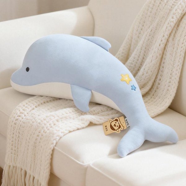 ŻYwe Urocze KreskóWkowe Pluszowe Zabawki ZwierzęTa Morskie Wypchana Foka Delfin Ryba Poduszka Do Rzucania OddychająCa ChłOdna Poduszka Do Spania Zabawny Prezent 60Cm-image