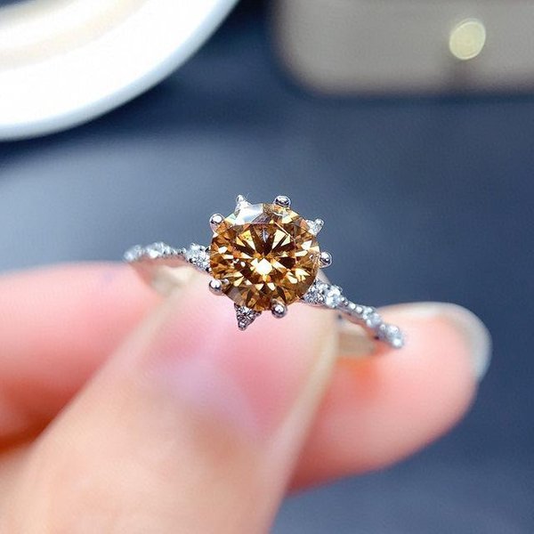 Plata De Ley 925 Vintage Citrino ChampáN Cristal Solitario Anillo Para Mujer Diamante Apilable Anillo Aniversario Regalo De CumpleañOs Antik Perak Gray-image