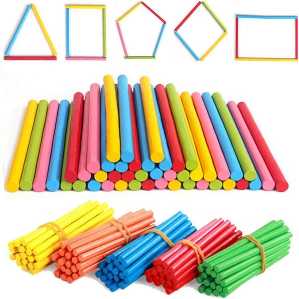 100 Piezas Palitos De Bambú De Colores Para Contar Materiales DidáCticos De MatemáTicas Montessori Varillas De Conteo Juguete De Aprendizaje De MatemáTicas Preescolar Para NiñOs Regalo Blue-image