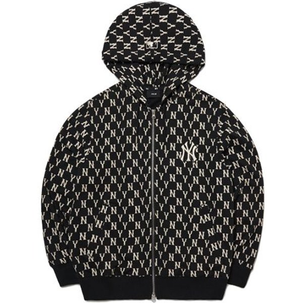 Sudadera Con Capucha Unisex Con Cremallera Y Estampado Integral Serie Floral Vintage MLB New York Yankees Negro 3ATRM0121-50BKS XS Black-image
