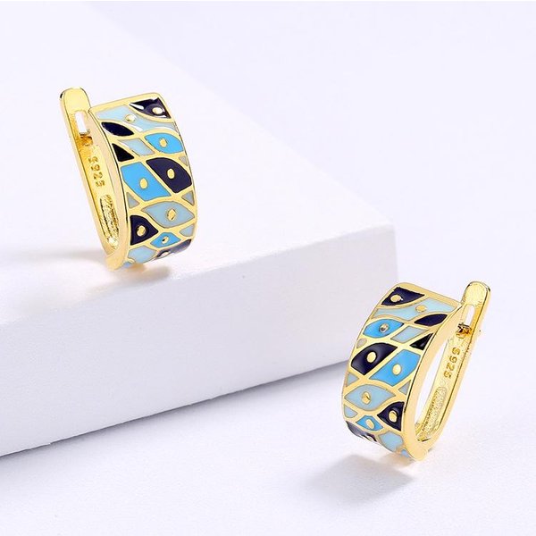 Juego De JoyeríA Retro ExóTico Estilo Nacional De Literatura Y Arte Exquisita Moda Personalidad Color Esmalte Anillo Pendientes-image