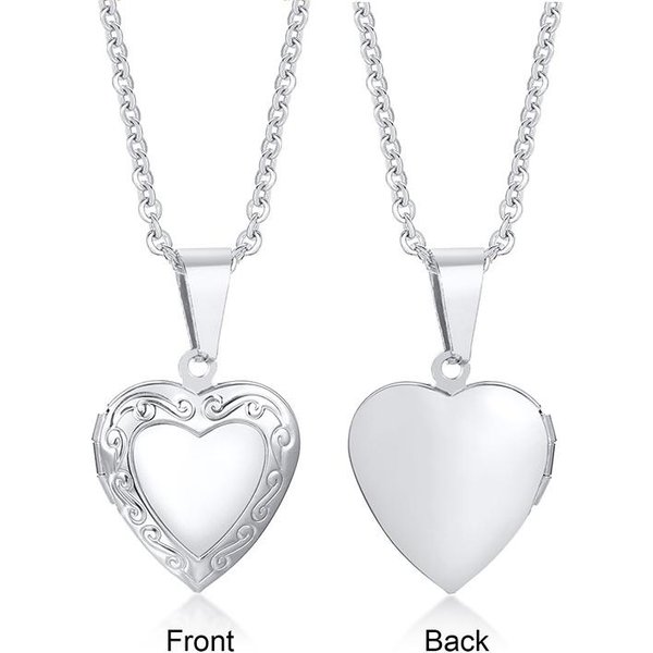 Colgantes MedallóN CorazóN Ligero Vnox Para Mujeres Hombres Marco De Fotos Abrible Collares De Acero Inoxidable Brillante Collar Amor Familiar White-image