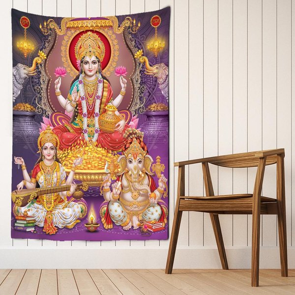 Tapiz De Elefante Colorido Colgante De Pared ImpresióN Bohemio PsicodéLico ReligióN Sala De Estar DecoracióN Del Hogar 95X70Cm Beige-image