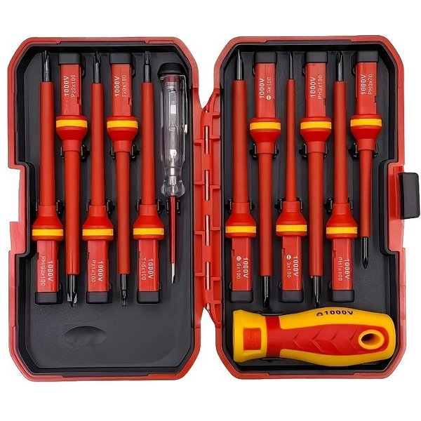 Juego De 13 Destornilladores MagnéTicos Con Puntas Intercambiables - Acero Duradero, Ideal Para Electricistas Y Reparaciones De Bricolaje 13Pcs Red-image