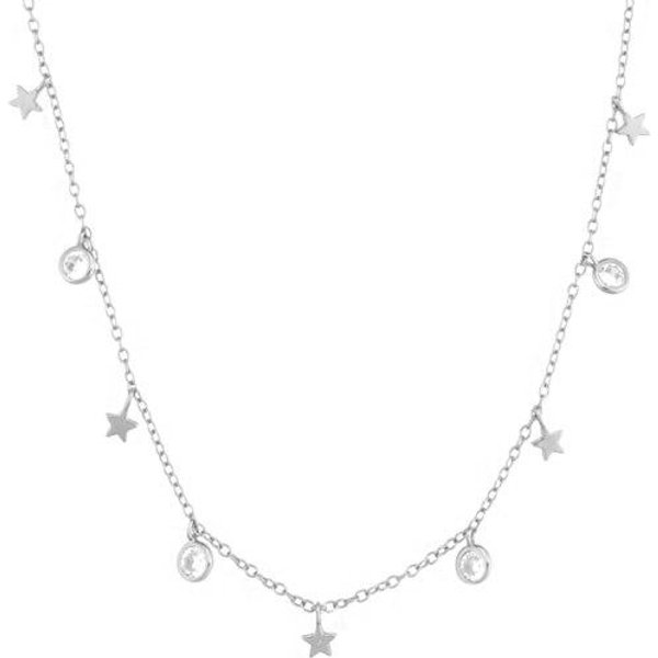 Andywen Srebro Sterling 925 ZłOta Gwiazda Cyrkon Zawieszka Naszyjnik Choker DłUgi ŁAńCuszek BiżUteria Drobne Klejnoty Prezent ŚLubny White-image
