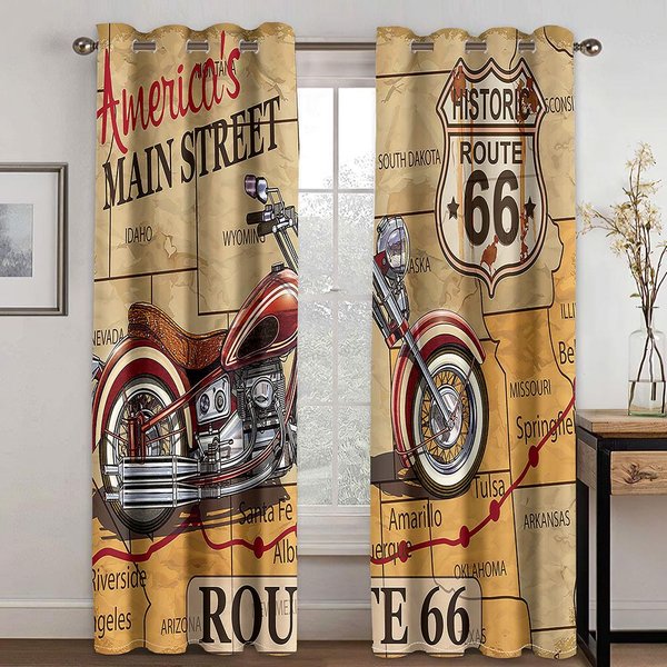 Klasyczne Motocykle Z PięKną Kobietą ZasłOny Okienne Salon Sypialnia ZasłOny Okienne Zestaw 2 Paneli Seksowna Dama 135W165H(Cm)53X65In&Hook-image