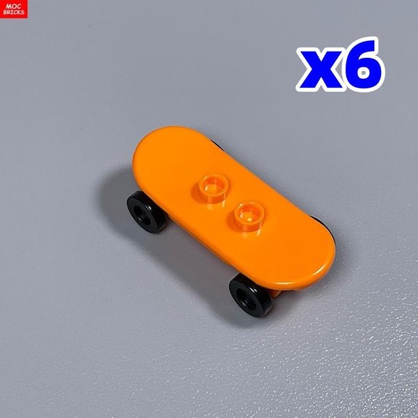 6 Szt. Klocki MOC Gracz Deskorolka Z KołAmi Scena Parkowa Uliczna Klocki Konstrukcyjne 88422 42511 Zabawki Dla Dzieci Prezenty-image