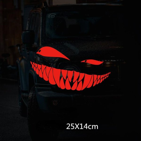 Kreatywne Oczy ZłY UśMiech Naklejki Samochodowe Naklejki Na Motocykl śMieszne Auto Stylizacja Nadwozia Dekoracja Naklejka Na Okno Winylowe Wodoodporne-image