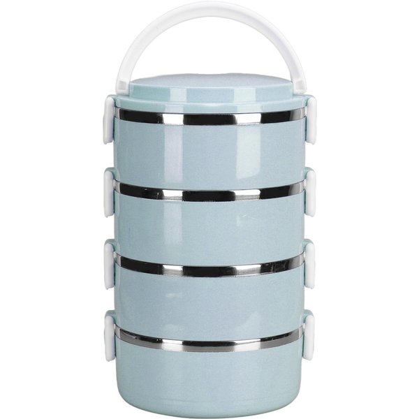 Fiambrera Bento PortáTil De Acero Inoxidable 304, Termo CilíNdrico, Contenedor De Almuerzo, Contenedores De Almacenamiento De Alimentos Para Escuela, Oficina L-image