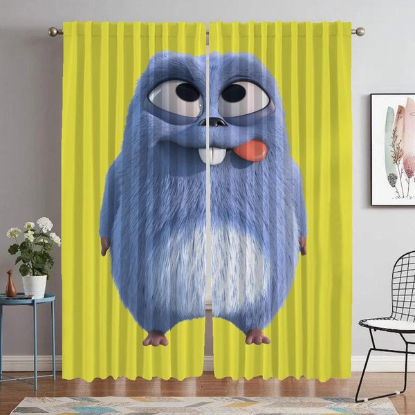 Grizzy I Lemingi ZasłOny Do WnęTrza Domu Do Salonu ZasłOna ZaciemniająCa Do Pokoju 2 Panele Dekoracja Na Halloween Przegroda W60Xh90Cmx2Pcs-Cl-image