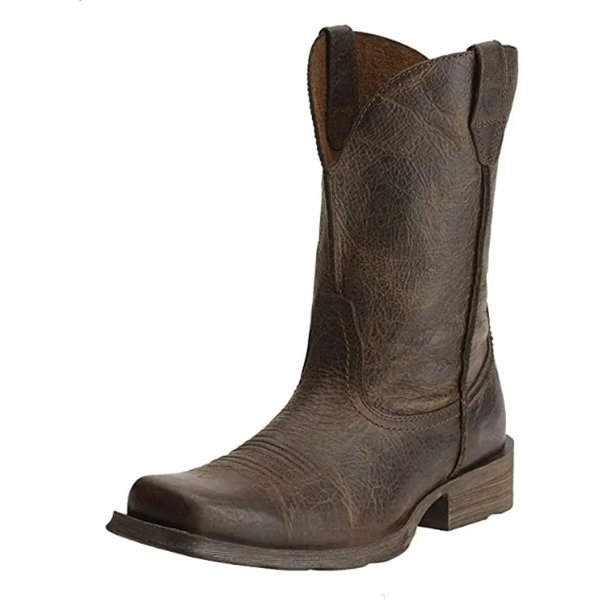 Botas Casuales VersáTiles Para Hombre De CañA Media, TacóN Bajo, Retro, MarróN, OtoñO/Invierno 43 Black-image