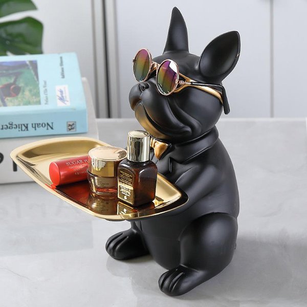 Adorno De Almacenamiento Para Perro Bulldog Bandeja Para Llaves De Puerta De Entrada Bandeja Para Caramelos Lujo Ligero NóRdico Personalizado-image