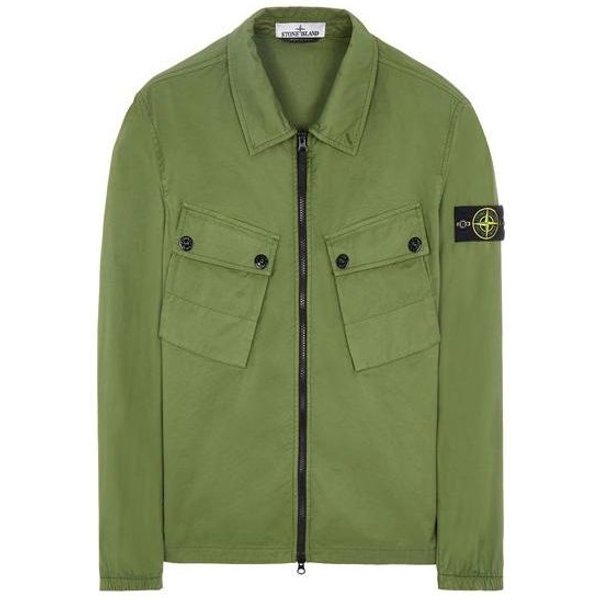 Camisa Verde Con Cremallera Y Parche De BrúJula Stone Island Para Hombre Ropa De Abrigo 771510910-V0058 M-image