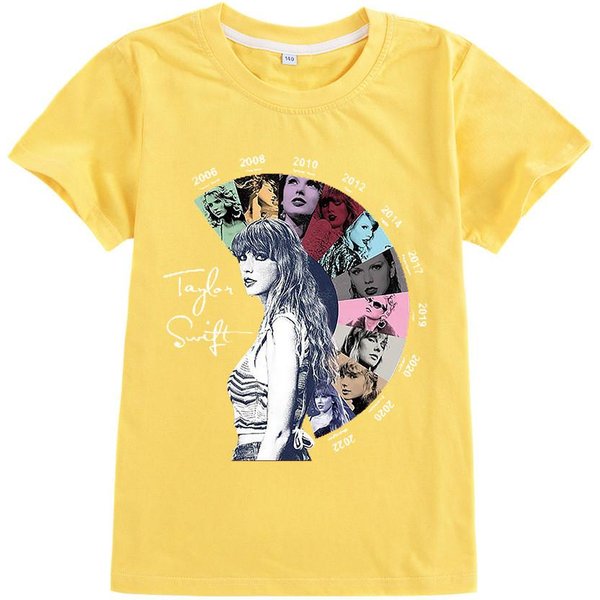 A950 Camiseta De Manga Corta Estampada De NiñOs NiñAs Taylor Swift Cantante 120Cm Yellow-image