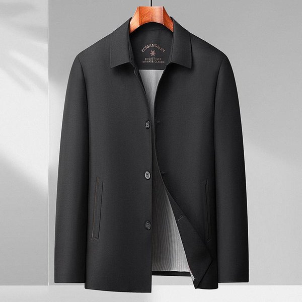 Chaqueta Nueva Fina De Seda De Leche Para Primavera Y OtoñO Para Hombre, Chaqueta Casual VersáTil, Chaquetas Para Mediana Edad Y Ancianos 4XL Black-image