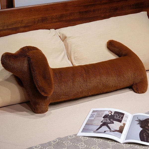 50-110 Cm DłUgi Pluszowy Poduszka Jamnik MięKki Poduszka Wypchane ZwierząTko Lalka Sypialnia Sofa Dekoracja Domu 70Cm Kawowy-image
