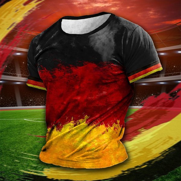 Niemcy MęSka Koszulka T-Shirt Deutschland Flaga Nadruk OkrąGłY Dekolt KróTki RęKaw LuźNe Koszulki Casual Streetwear Letnia MęSka Odzież XL Black-image