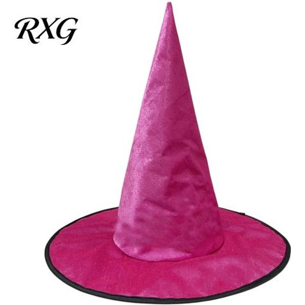 Accesorios De Atuendo De Bruja Sombrero De Bruja De Terciopelo Para Disfraz De Halloween, Gorro De Mago Puntiagudo Con Ala Ancha Para Accesorios De Fotos De Fiesta TemáTica, Festival De FantasíA Oscura Rojo Rosa-image