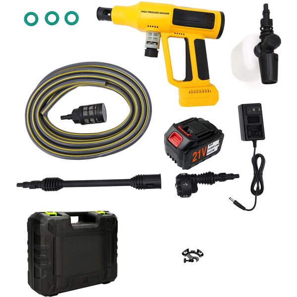 Hidrolimpiadora InaláMbrica De 1000 PSI Sin Escobillas Con BateríA De 21V 4.0AH Cargador Boquilla 6 En 1 5M-image