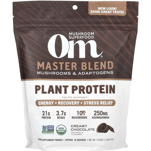 Om Mushrooms, Mezcla Maestra, ProteíNa De Origen Vegetal, Sabor Cremoso A Chocolate, 1.2 Lb (546 Gramos)-image