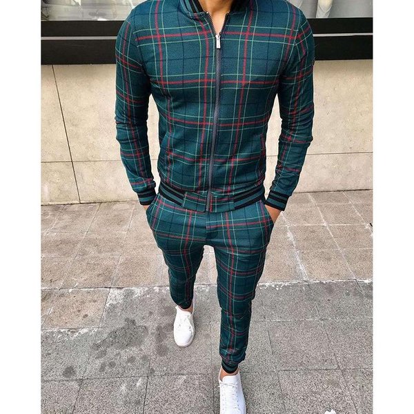 Nowi Panowie Zestaw Dresowy Zestawy Kurtek MęSki Garnitur Z Zamkiem BłYskawicznym Moda MęSka Dres Sportowy MęSkie Bluzy Odzież Sportowa PłAszcz + Spodnie L-image