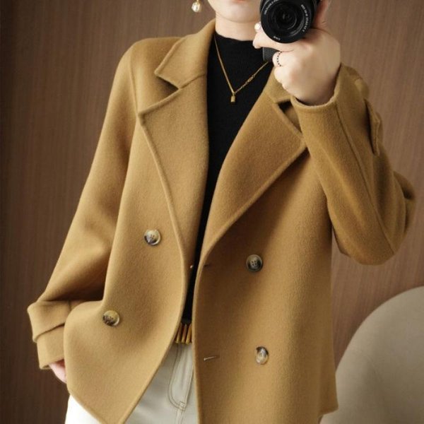 Abrigo De Lana Para Mujer Corto OtoñO E Invierno PequeñO Suelto Traje Exterior Cuello Abrigo De Lana M-image