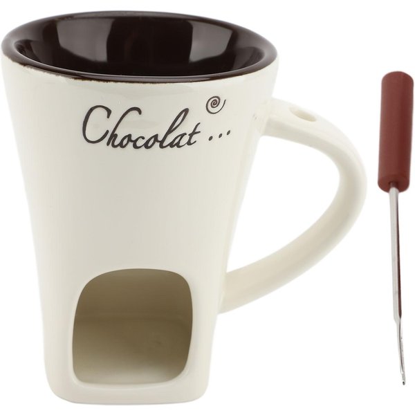 Taza De Fondue Para Derretir Chocolate Calentador De Mantequilla De CeráMica Suministros Para Derretir Chocolate Con Tenedor Para Blanco-image