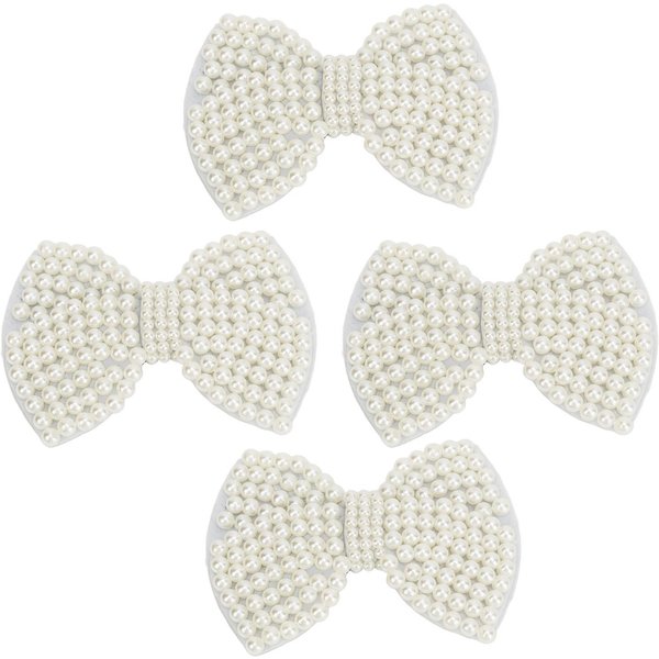 Clips Decorativos Para Zapatos Con Lazo De Perlas, Lazo Desmontable Para Hebilla De Zapato, Para Bodas, Zapatos De Novia, Tacones Altos, 4 Piezas Beige-image