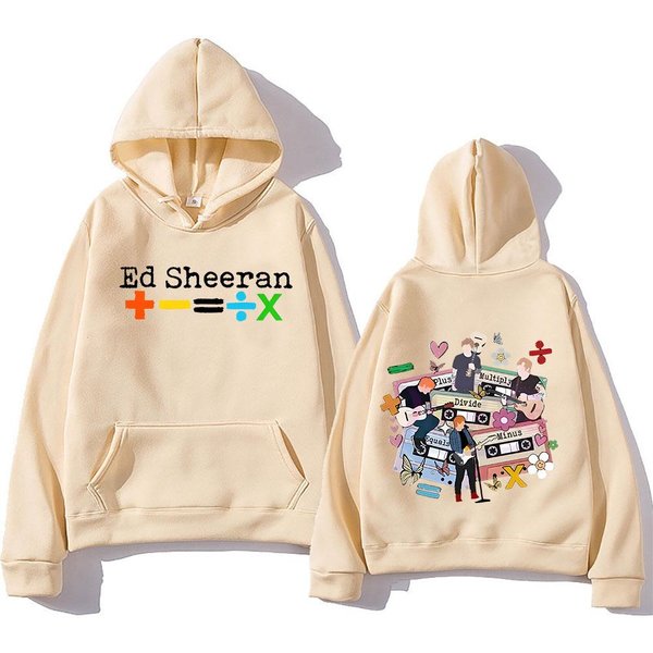 Ed Sheeran Tour 2024 Bluza Z Kapturem Z Nadrukiem Dwustronnym W Stylu Retro Hip Hop Z Kapturem Z Polaru Punk Odzież Sudaderas Soft Hoody Xxxl Beige-image