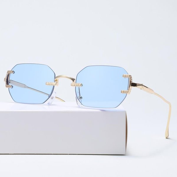 Gafas De Sol Rectangulares Sin Montura Moda Mujeres Hombres Cuadradas PequeñAs Gafas De Sol Para Verano Viajar ProteccióN UV 1PC White-image