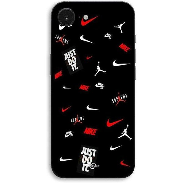 Coque Pour Iphone 17E Nike Jordan Blanc Rouge Fond Noir Maniacase Negro-image