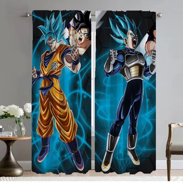 Cortinas Blackout Para CáMara Cortinas De Dragon Ball Cortinas Para HabitacióN Infantil DecoracióN De Halloween Tul Para Dormitorio ParticióN Estores Cortina W96Xh137Cmx2Pcs-Cl-image