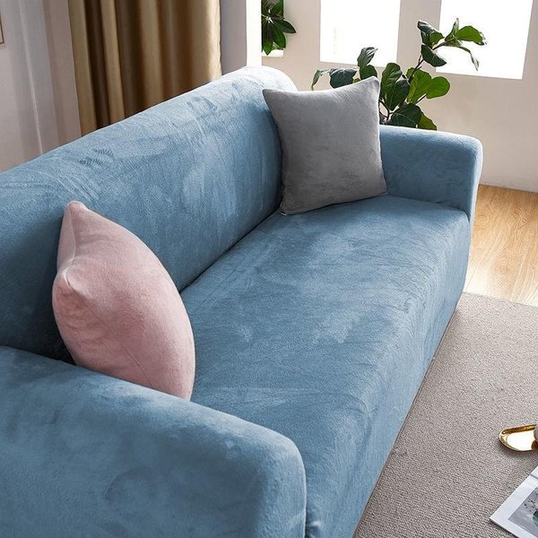 Pokrowce Na Sofę Do Salonu Elastyczny Aksamitny Pluszowy Jednolity Kolor Pokrowiec Na Sofę W KształCie Litery L Pokrowiec Na Fotel Pokrowiec Na Fotel WystróJ Domu 2 Seater 145-185 Cm-image