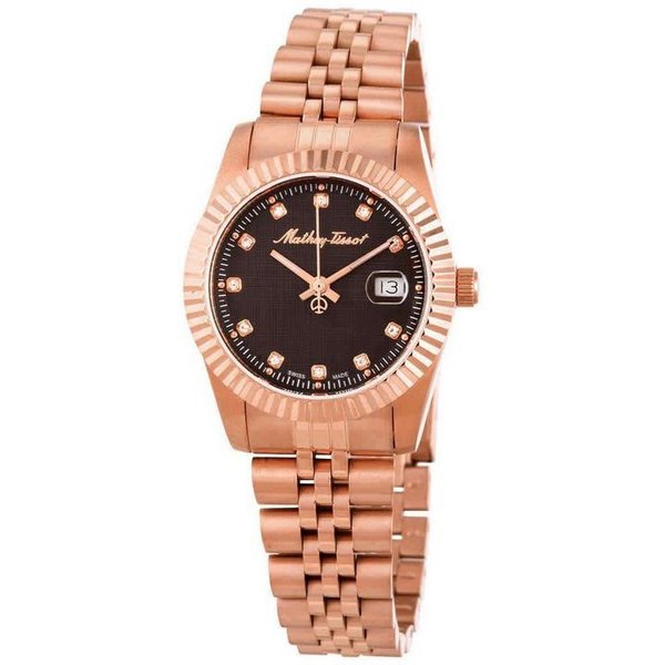 Mathey-Tissot Mathy III Tono Oro Rosa Acero Inoxidable Esfera MarróN Cuarzo D810PRM Reloj De Mujer MarróN-image