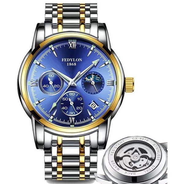 W PełNi Automatyczny Zegarek Niemechaniczny MęSki Wodoodporny Luminous Tourbillon AżUrowy Zegarek MęSki Zegarek Biznesowy Trend Minimum Black-image